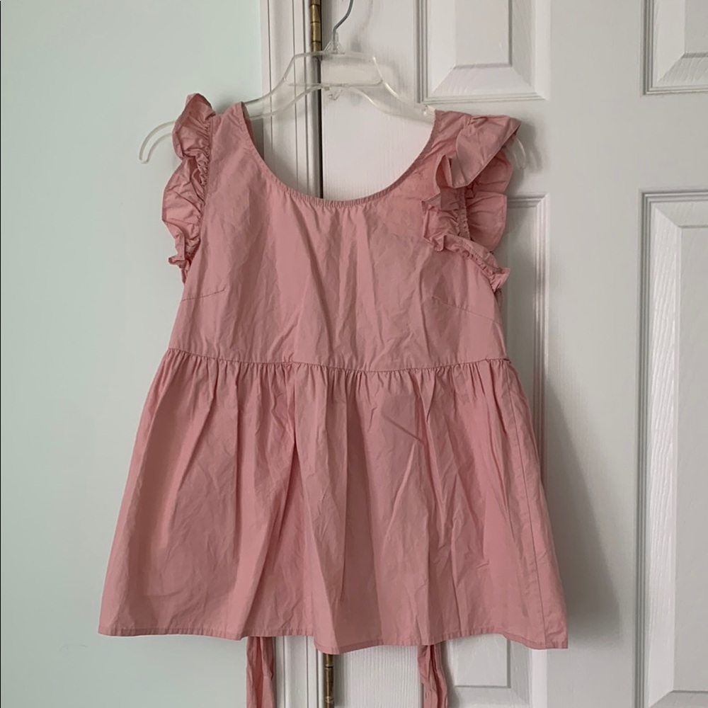 SHEIN Pink Ruffle Sleeve Blouse